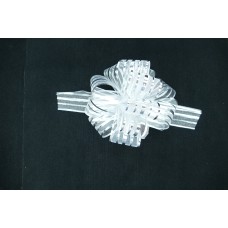 2" Wide Pull Bow Ribbon With 14 Loops - Silver Iridescent Solid and Sheer Striped Pull Bow  (Lot of 1 Pack) SALE ITEM